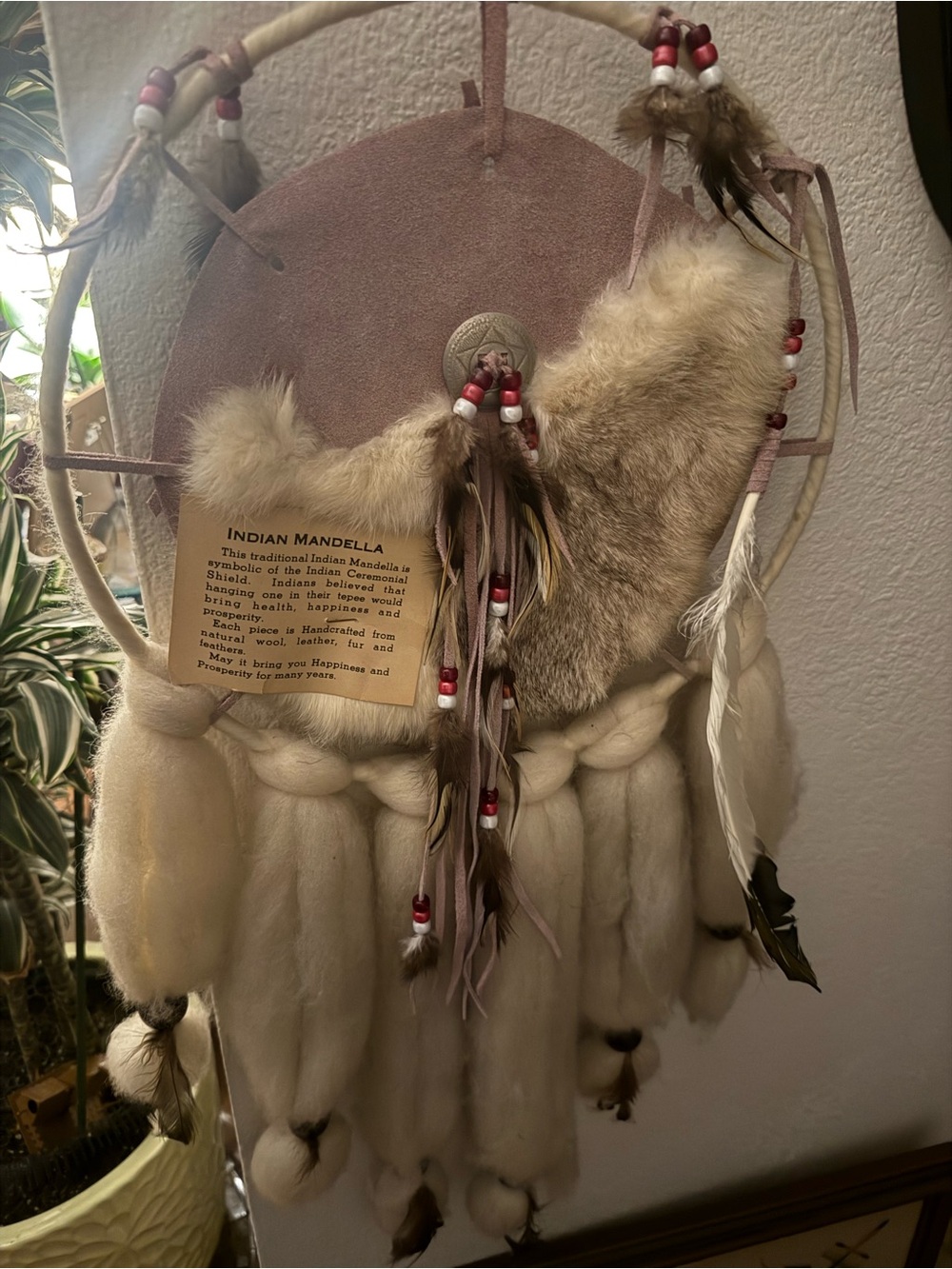 Native American-style Mandella shield or fur wall-hanging dream catcher